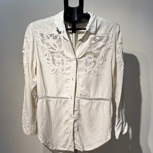 Chic Cream Button Down Lace Shirt